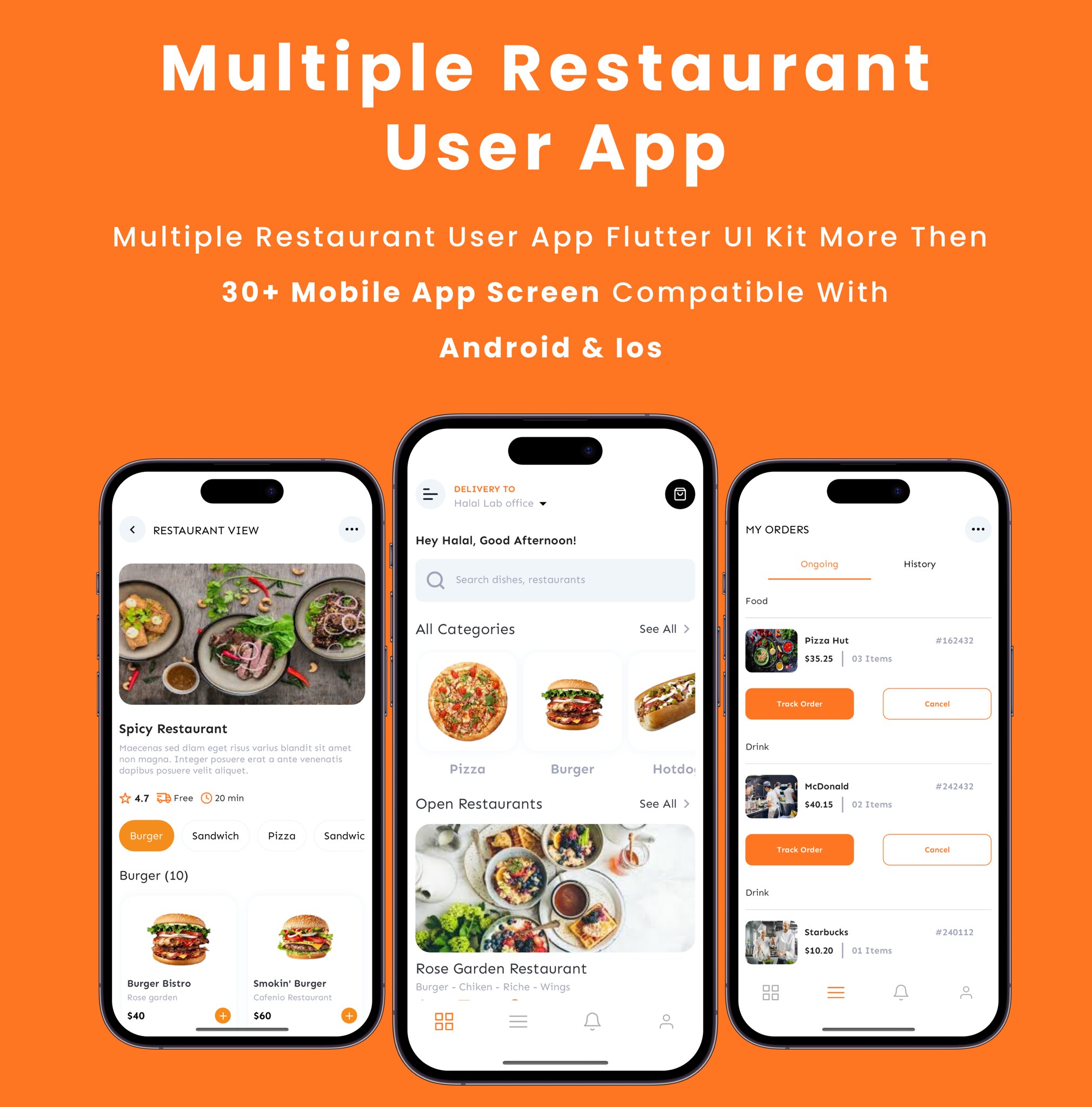 Multiple Restaurant User App - Flutter Mobile App Template