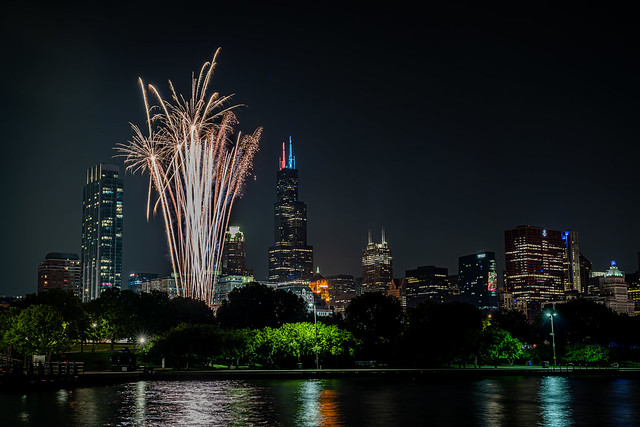 Lollapalooza Chicago Skyline Fireworks during Billie Eilish 
