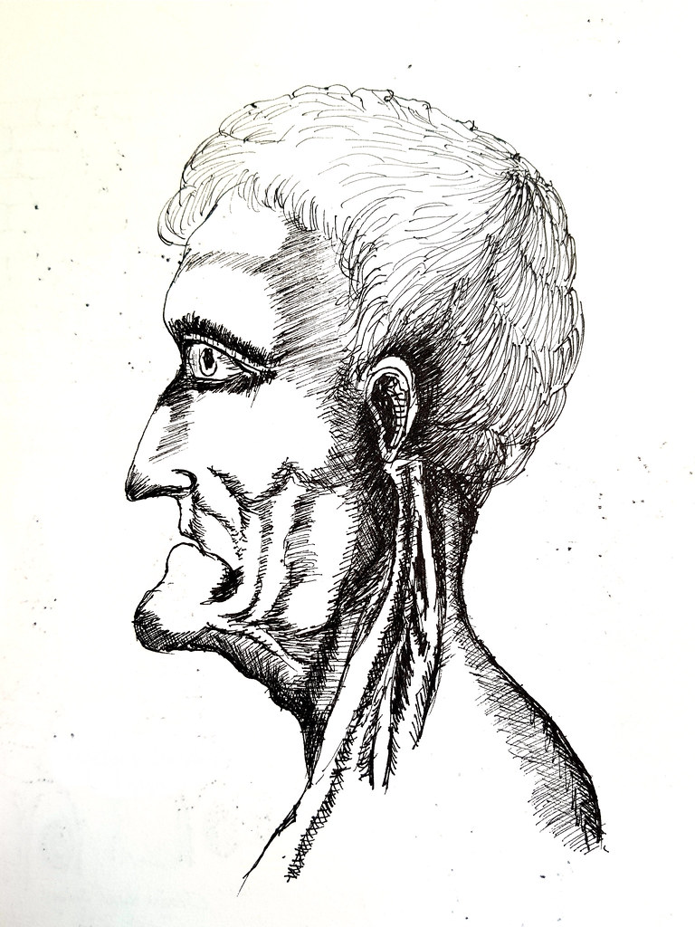 達文西老人頭 Da Vinci's Head of an Old Man - 肖像素描 Portrait study in Artline Pen ...