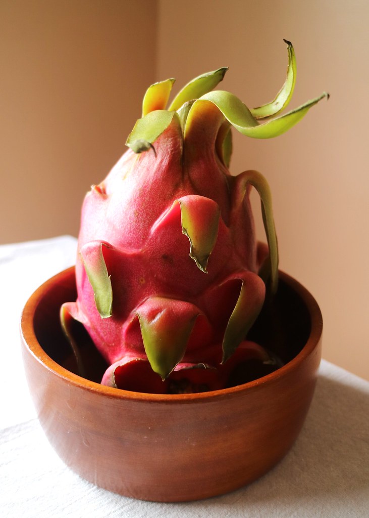 Dragonfruit in wooden bowl from Papua New Guinea
