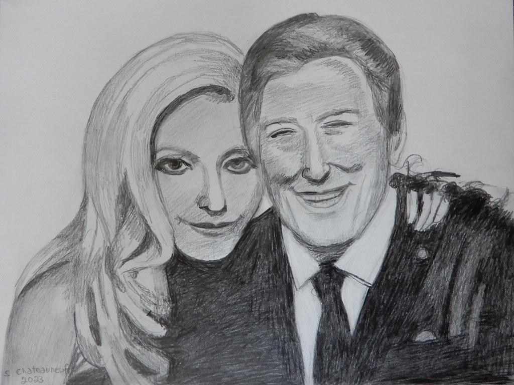 Lady Gaga & Tony Bennett - Pencil Drawing by STEVEN CHATEAUNEUF (2023)