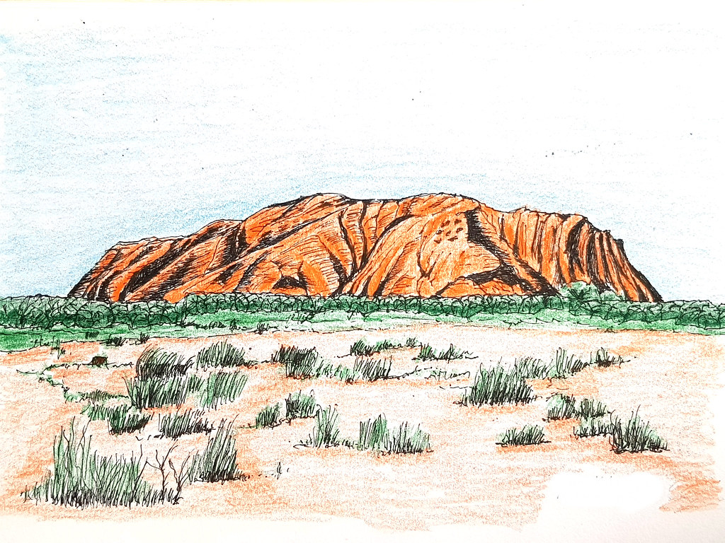 烏魯爾-卡塔塔朱塔國家公園 Uluru-Kata Tjuta National Park - 大自然素描 Artline Pen ...