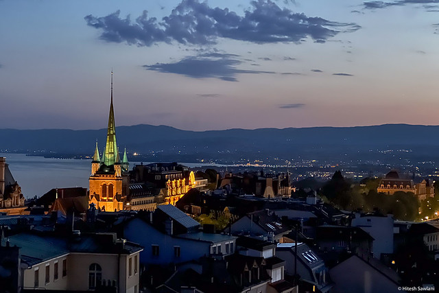 Lausanne in the evening