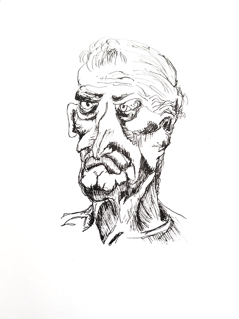 老人頭 Old Man - 肖像素描 Portrait study in Artline Pen ...