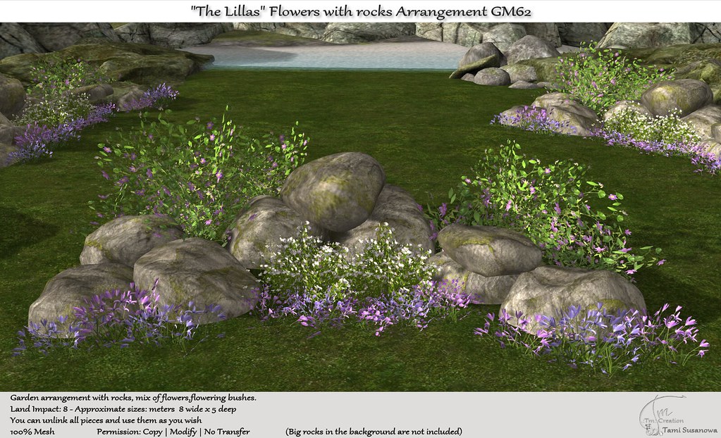 .:Tm:.Creation "The Lillas" Flowers with rocks Arrangement GM62