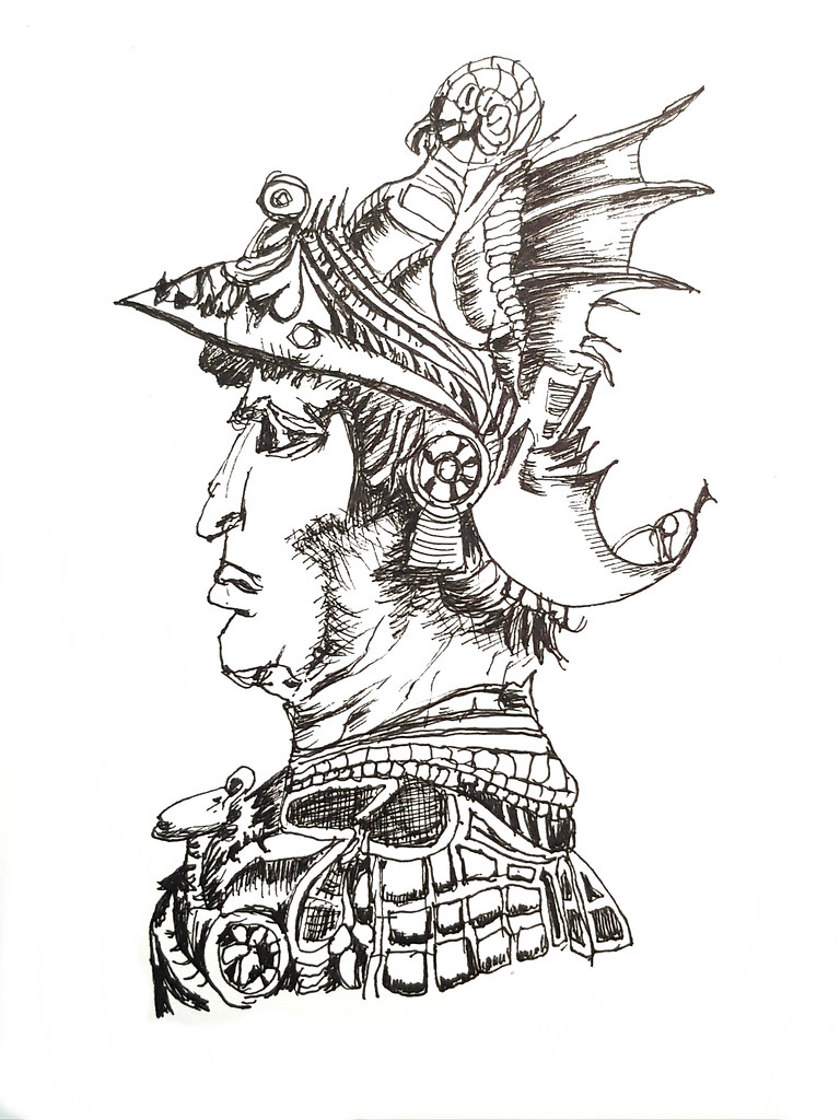 李奧納多·達文西的戰士頭 Leornardo Da Vinci's Warrior Heads - 鉛筆肖像 Artline Pen ...