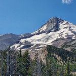 Eliot Glacier on Mt.  Hood. View of the north side of Mt. Hood. Photo taken from Cloud Cap area on the Hood River Ranger District.