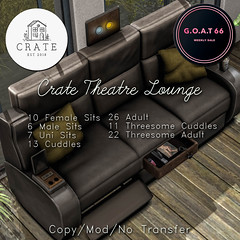 crate Theatre Lounge for G.O.A.T 66 Weekly Sale!