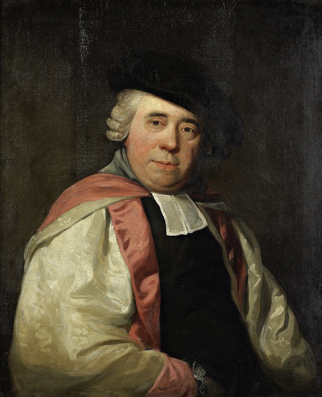 English School (18th Century) - Portrait of Samuel Arnold (1740-1802), half-length, in the robes of a Doctor of Music