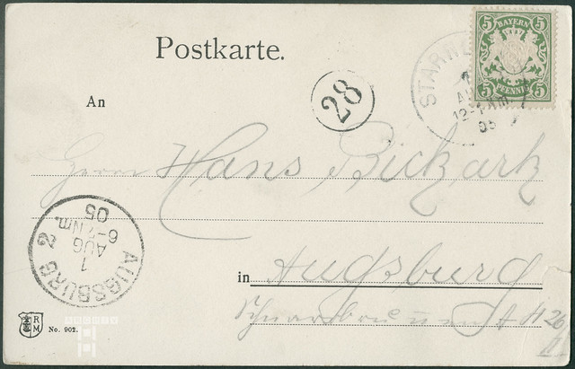 ArchivTappen37(1K)184 Bayerische Buben, Postkarte (back), Starnberg, 1900er