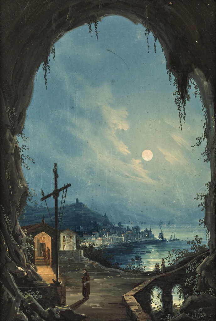 Unknown artist (19th Century) - Amalfi dalla Grotta dei Cappuccini