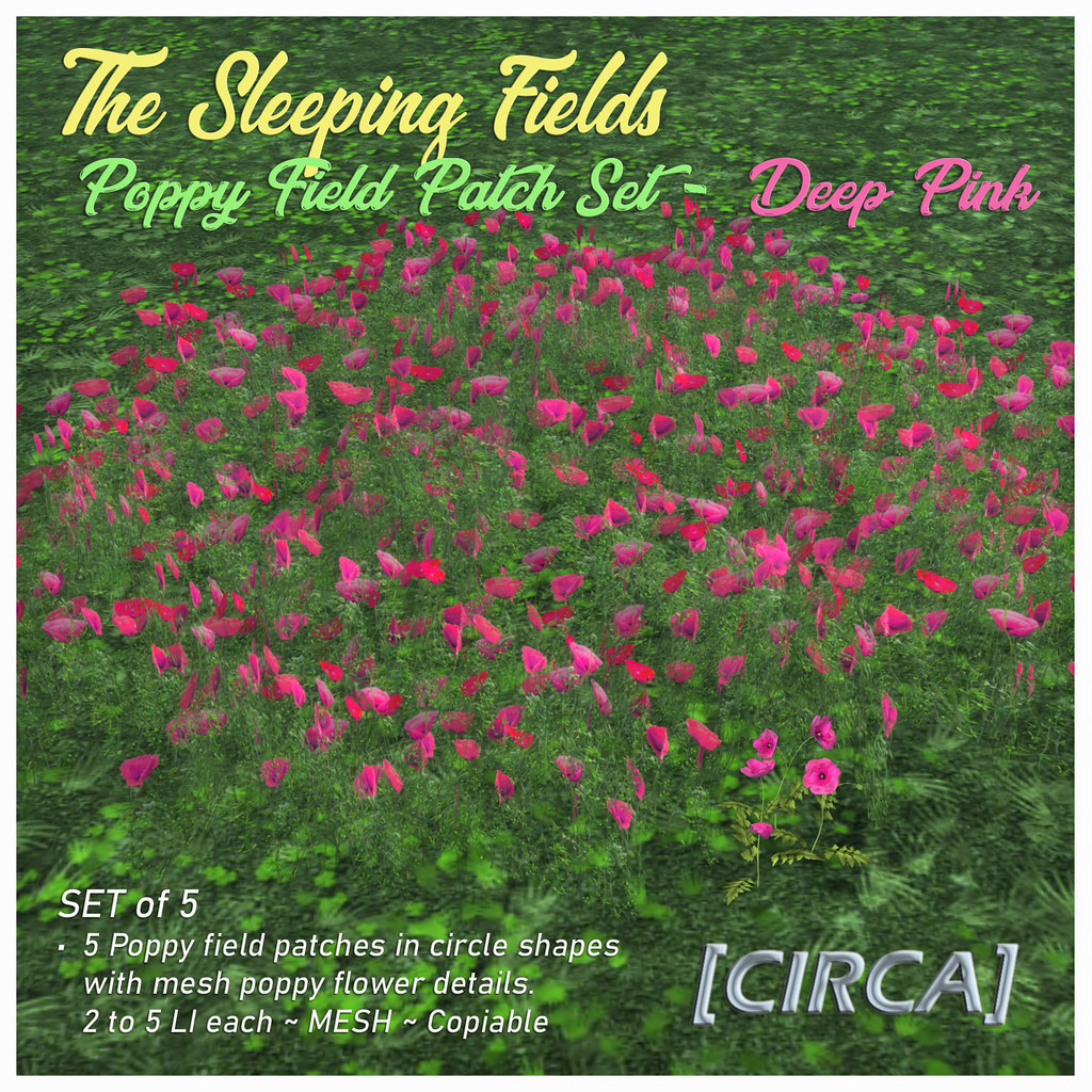 @ Enchantment | [CIRCA] – The Sleeping Fields – Poppy Field Patch Set – Deep Pink