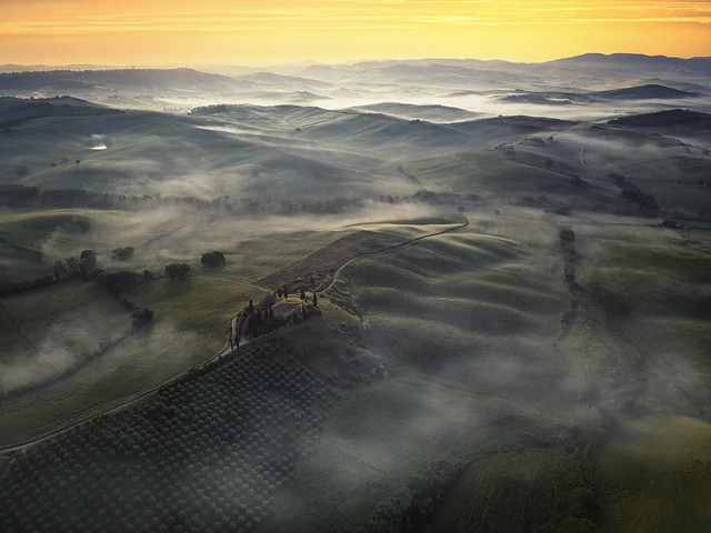 Morning Bliss Tuscany Aerial View