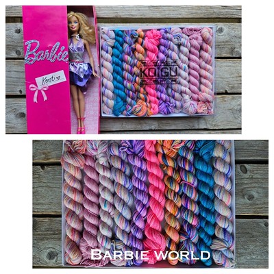 Inspired by the nostalgic electric pinks, blues and violets of Barbie World, this collection is just the thing to make your Barbie fantasies come true. 10 x 25g KPPPM skeins