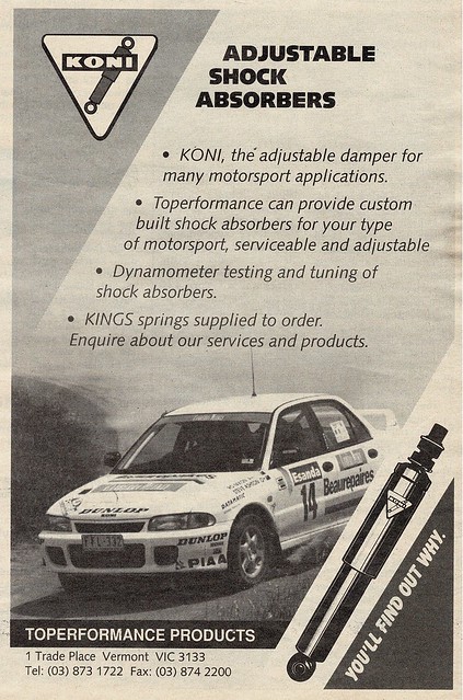 1994 Koni Adjustable Shock Absorbers Mitsubishi Lancer Aussie Original Magazine Advertisement