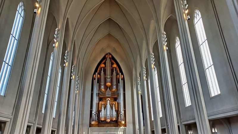 Inside the Hallgrimskirkja, a Lutheran parish church located in Reykjavik