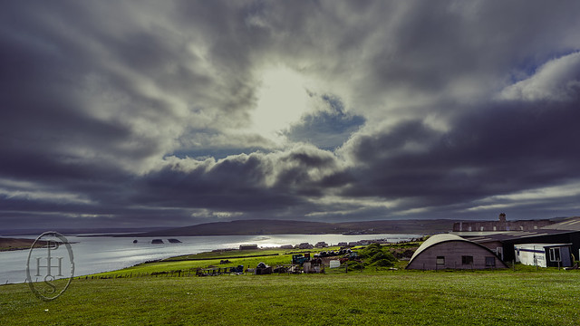 Panorama from Megaliths looking out over Skuda and  Uyea Sound Shetland Scotland 1 of 2