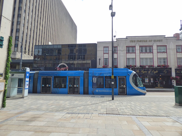 West Midlands Metro tram 31 at Brindleyplace Tram Stop by The Figure of Eight