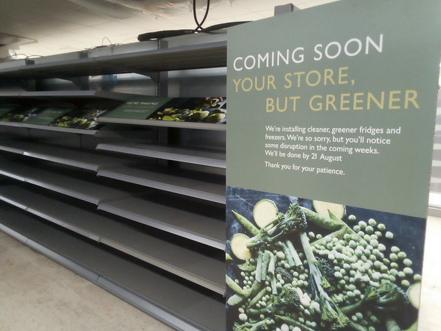 11 August 2023 New but empty shelves in Waitrose