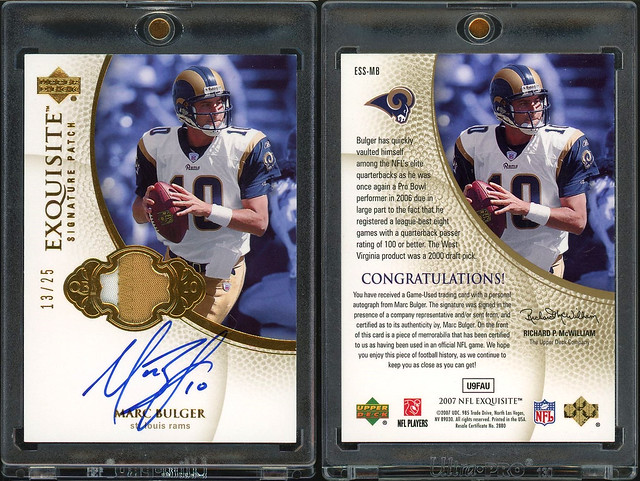 2007 Exquisite Collection Signature Swatches Patch #MB Marc Bulger /25