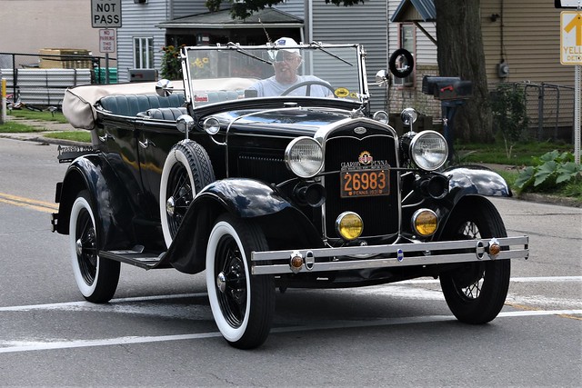 Sunday afternoon car cruise, 1931 Ford Model A Phaeton, four door convertible @ Rimersburg, PA
