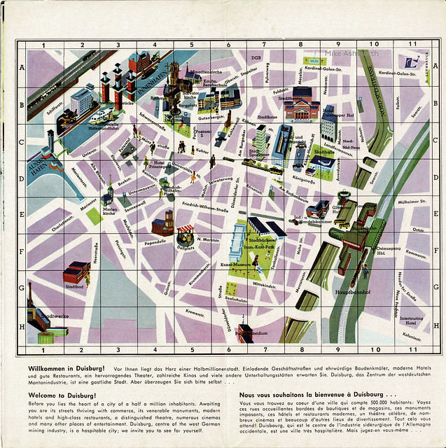 Duisburg : tourist brochure : Stadt Duisburg : nd [c.1960] : illustrated map of city centre