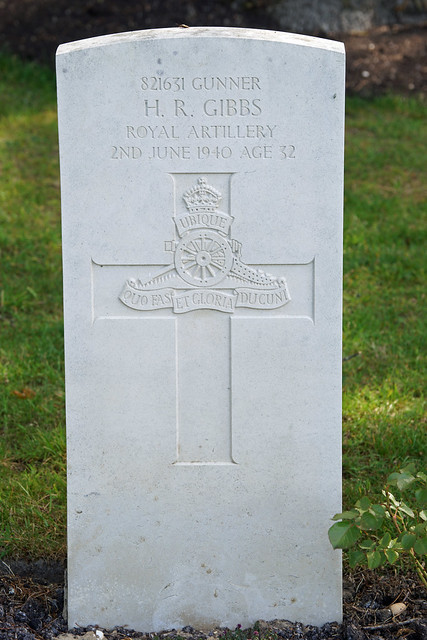 H.R. Gibbs, Royal Artillery, 1940, War Grave, Etaples