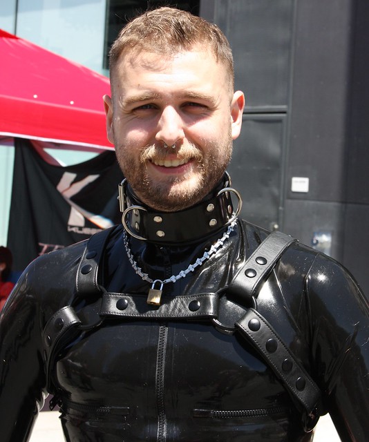 BEAUTIFUL BLOND LEATHER MAN in BONDAGE !  ~  photographed by ADDA DADA ! ~ DORE ALLEY 2023 ! / UP YOUR ALLEY 2023 ! ! ~   (safe  photograph)