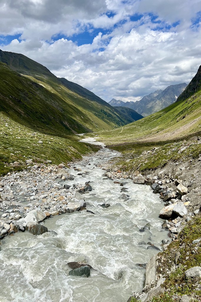 Mountain river flowing through valley