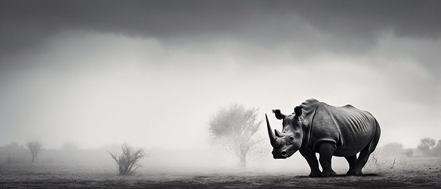 Rhino dans la steppe