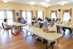 State Rep. Cindy Harrison talks  with residents and concerned citizens during an open forum at the Bridgewater Senior Center