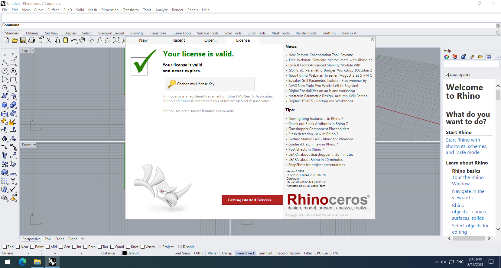 Working with Rhinoceros 7.32.23221.10241 full
