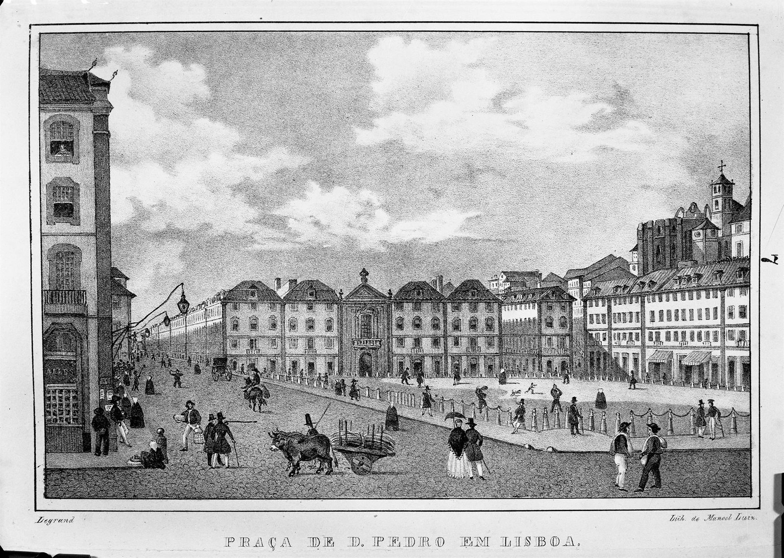 Praça de D. Pedro em Lisboa [i.é, o Terreiro do Rocio em 1848]. Desenho de Legrand, in archivo photographico da C.M.L.