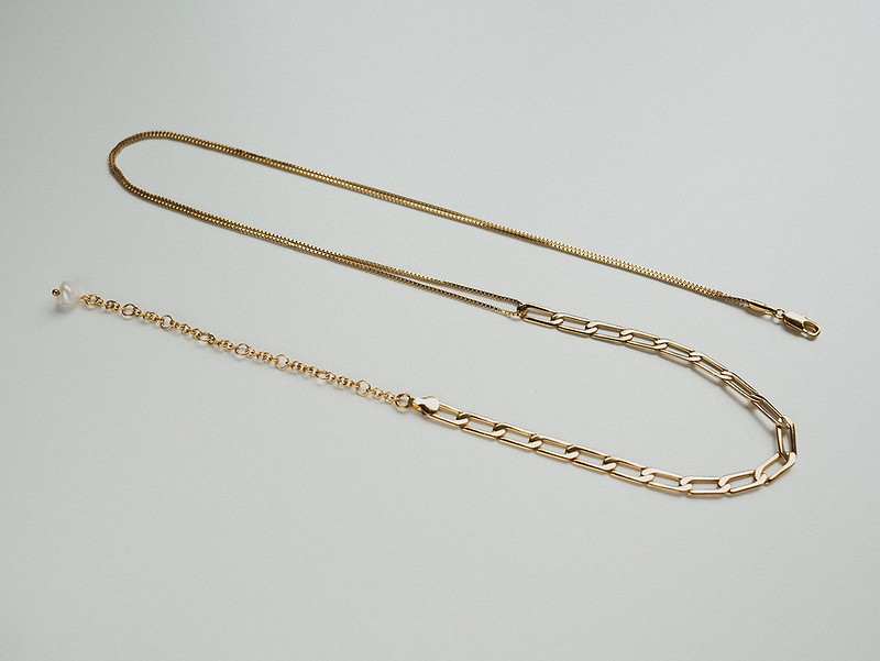銅/黃銅 項鍊 金色 - ARROGANT - 偏巧 * 金色 銀色 簡約 珍珠 長項鍊