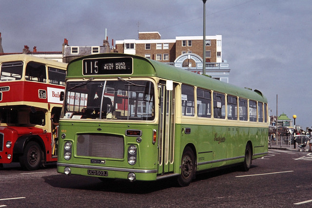 Southdown Motor Services . 603 UCD603J . Old Steine . Brighton, East Sussex . Saturday-04th-May-1974 .