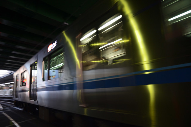 Odakyu 5000 Series Train and Railroad Crossing under Ring Road No.6 in 2021 February: 3