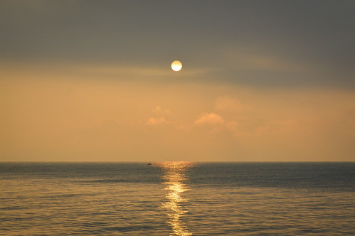 At dawn by denkuznets81, Азовское море. sky sea seascape sunrise dawn sun boat golden landscape waves morning nikon d3200 don