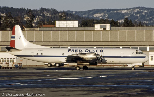 Fred Olsen L-188CF LN-FOI at ENFB/FBU 07-02-1988