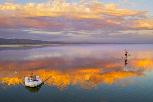 Another Evening on the Salton Sea by slworking2, I got a paddle boarder to join me on the water.
Nice glassy water and a spectacular sunset yet agai