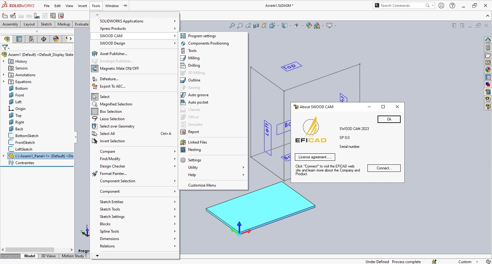 Working with EFICAD SWOOD 2023 SP0.0 for SolidWorks 2010-2024 full license