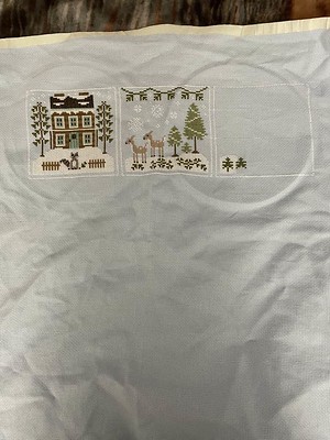 Progress on Block Three -Frosty Forest Series -  Snowman's Cottage - Country Cottage Needleworks - Friday, August 18, 2023jpg