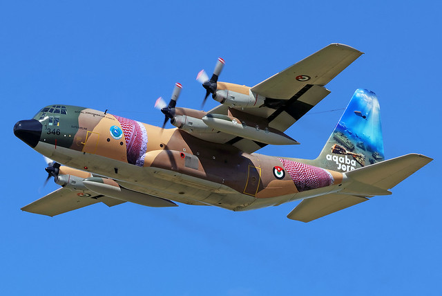 346 Royal Jordanian Air Force 'Aqaba Jordon' Lockheed C-130H Hercules at RAF Fairford on 17 July 2023