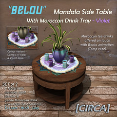 For Secret Sale Wknd | [CIRCA] - "BELOU" Side Table with Moroccan Drink Tray Set - Violet
