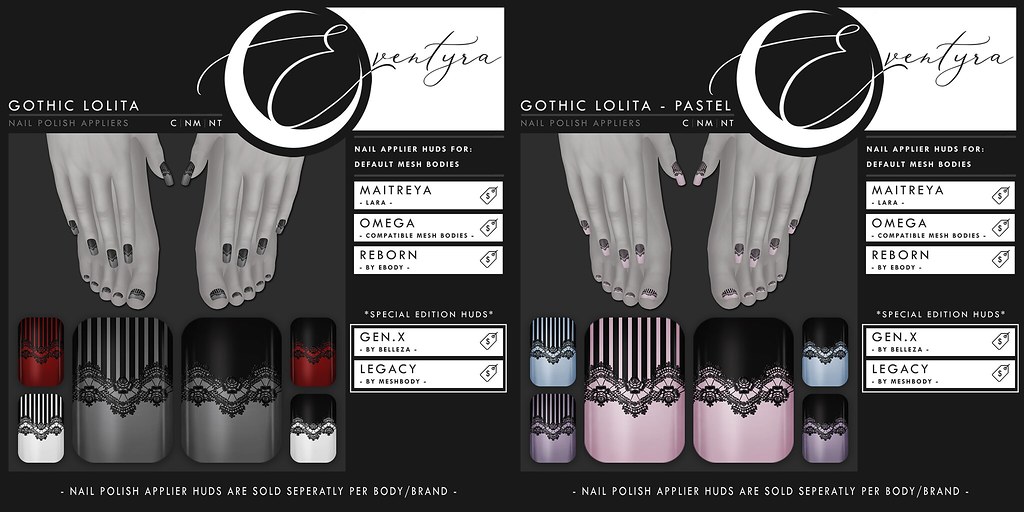 UPDATED & 30% Off At Mystical Market! : Eventyra – Nail Applier HUDs – Gothic Lolita