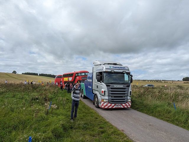 Wrightbus "New Routemaster" LTZ1009 being recovered from a hole at Gore Cross