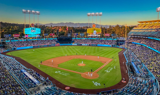 Los Angeles Dodgers vs Oakland A's at Dodgers Stadium - Los Angeles CA