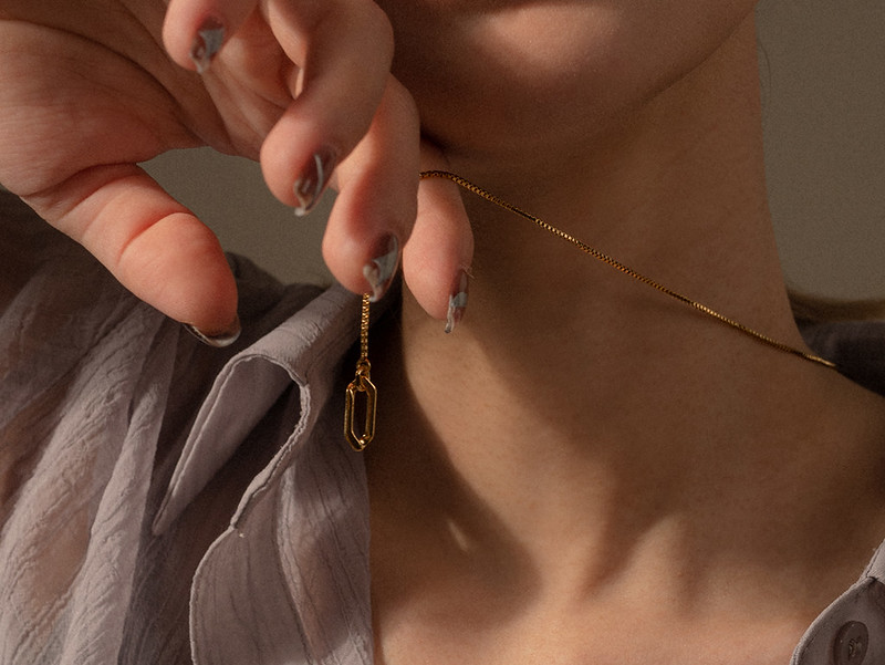 銅/黃銅 項鍊 銀色 - ARROGANT - 偏巧 * 金色 銀色 簡約 珍珠 頸鍊 鎖骨鍊