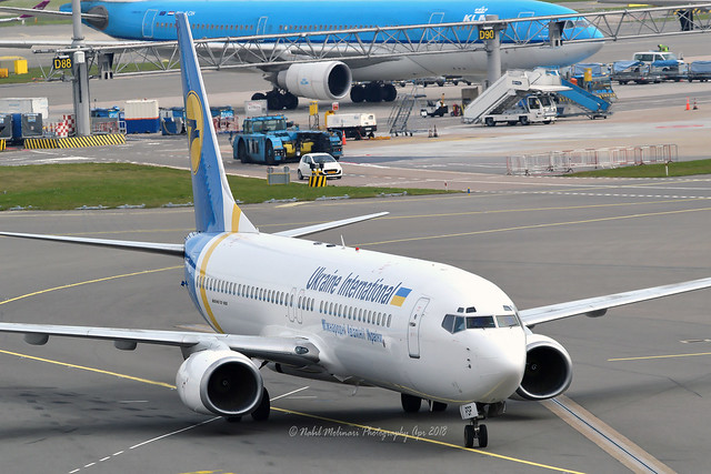 Ukraine International Airlines UR-PSP Boeing 737-8Q8 Winglets cn/28241-841 wfu 13 Feb 2022 std at CDT 14 Feb 2022 reg LY-PMI KlasJet 17 Mar 2023 @ EHAM / AMS 08-04-2018