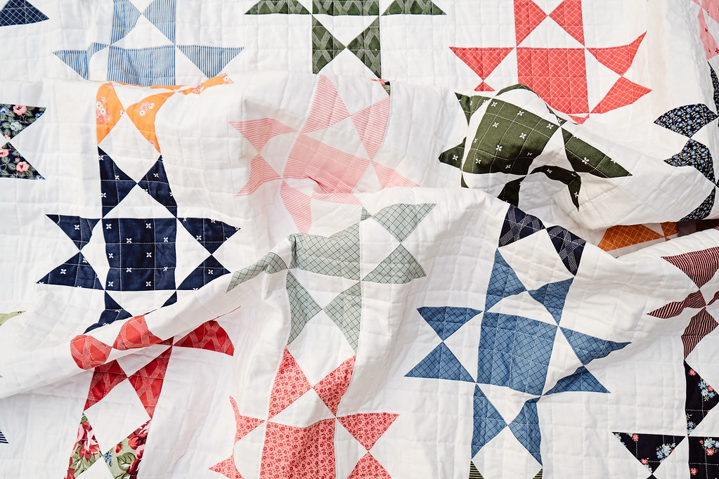 A new fat eighth, fat quarter friendly quilt pattern that is great for experienced beginners using Sunnyside fabric by Thimble Blossoms for Moda