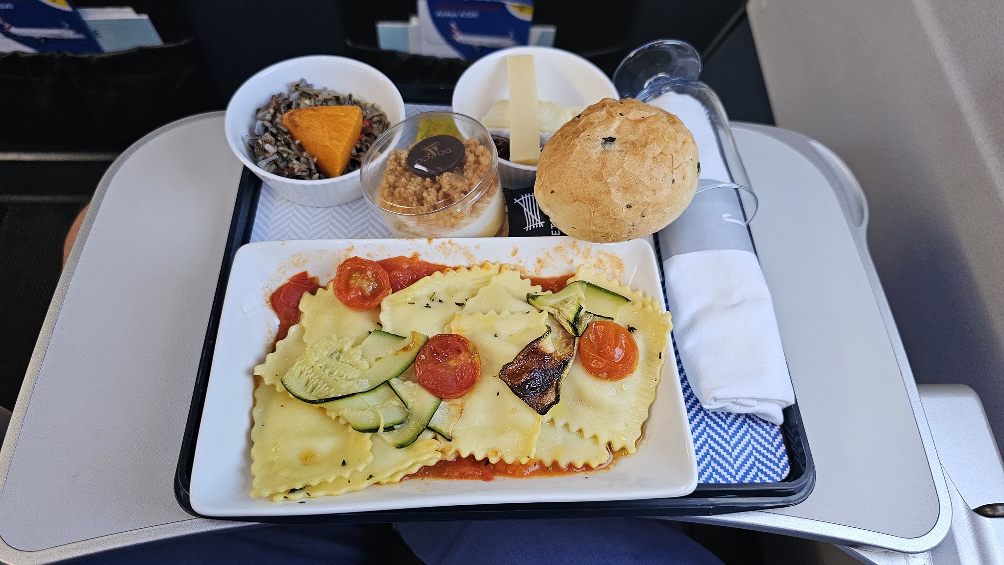 My cheese ravioli enjoyed on the BA flight back to Heathrow